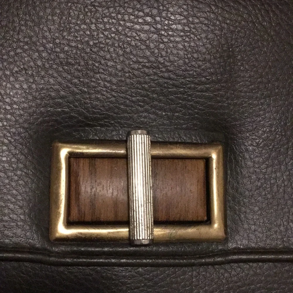 Jaclyn USA Short Handle Brown Faux Leather Vintage Satchel Laptop Bag